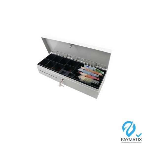 PMAC-F460 - Springdeckel-Kassenlade, hellgrau, 24V EPS-Anschluss mit Microschalter