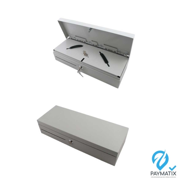 PMAC-F460 - Springdeckel-Kassenlade, hellgrau, 24V EPS-Anschluss mit Microschalter